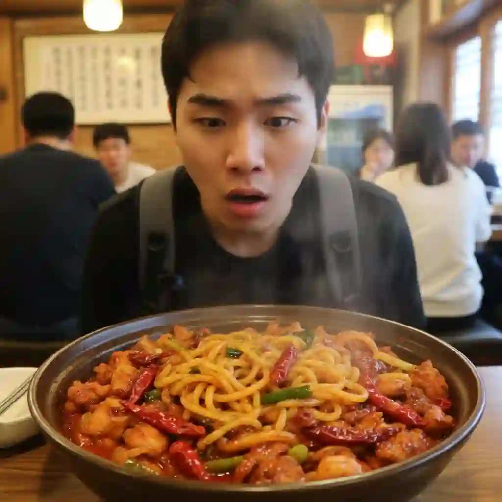 Close‑up Korean dishes are clearly labeled after a korean to english image translator scans the menu photo, extracts text, and provides precise English translations so diners can order correctly and avoid unexpected spicy options.