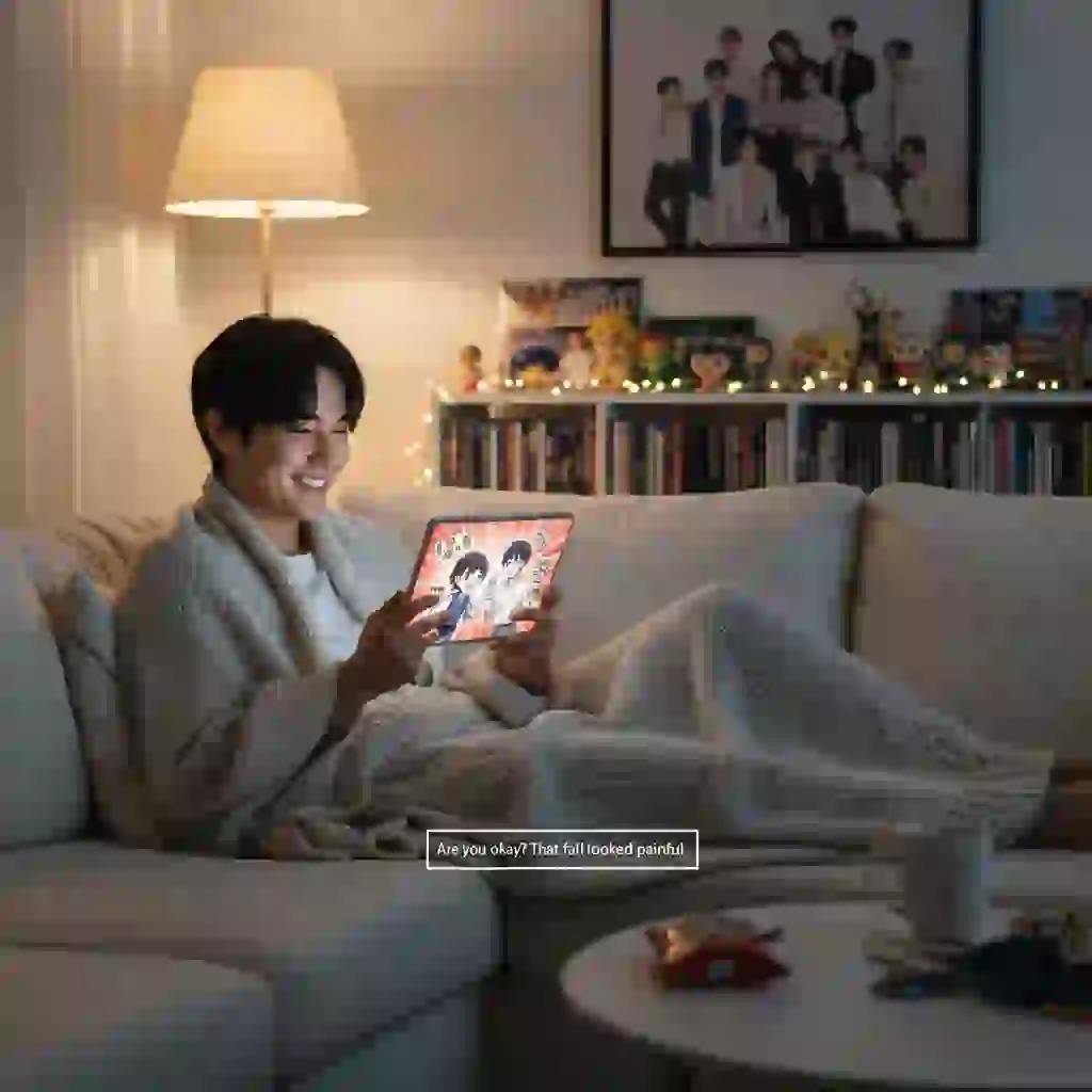 A fan reads a raw Korean webtoon by leveraging a korean to english image translator to detect speech bubbles, extract characters' dialogue, and render natural English text while keeping the artwork and layout beautifully intact.