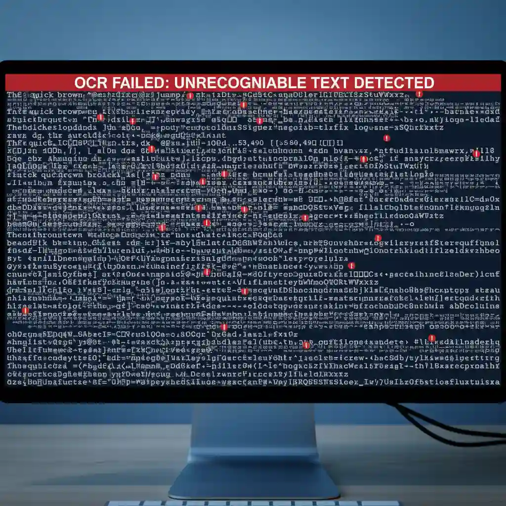 Illustration of poor OCR quality fixed by the sider ai image translator using advanced recognition to extract clean text from complex backgrounds, enabling precise and readable translations for professionals.