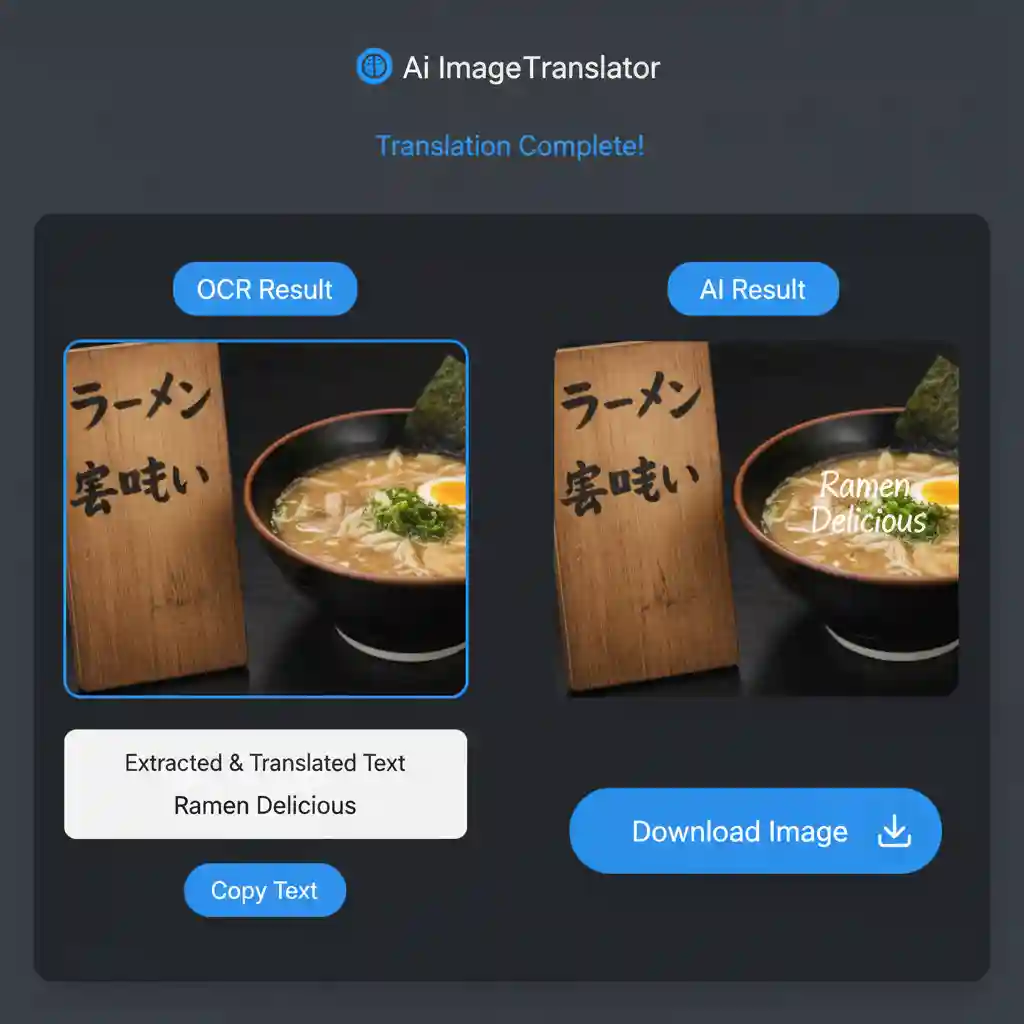 Upload interface showing how to translate from an image by selecting files from desktop or phone, supporting JPG, PNG, and WebP formats within size limits for smooth online photo translation.