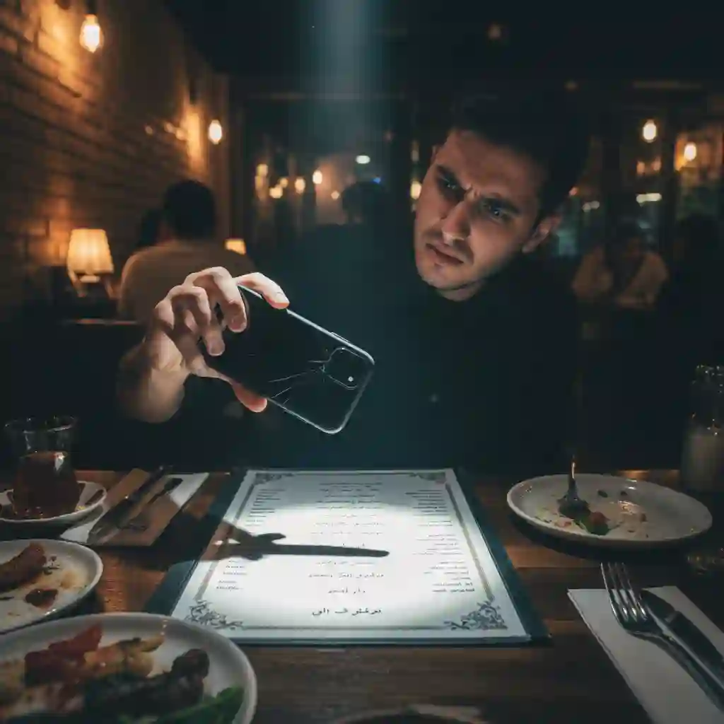 Examples of difficult scanning conditions: dim lighting, glare, and angled perspectives.