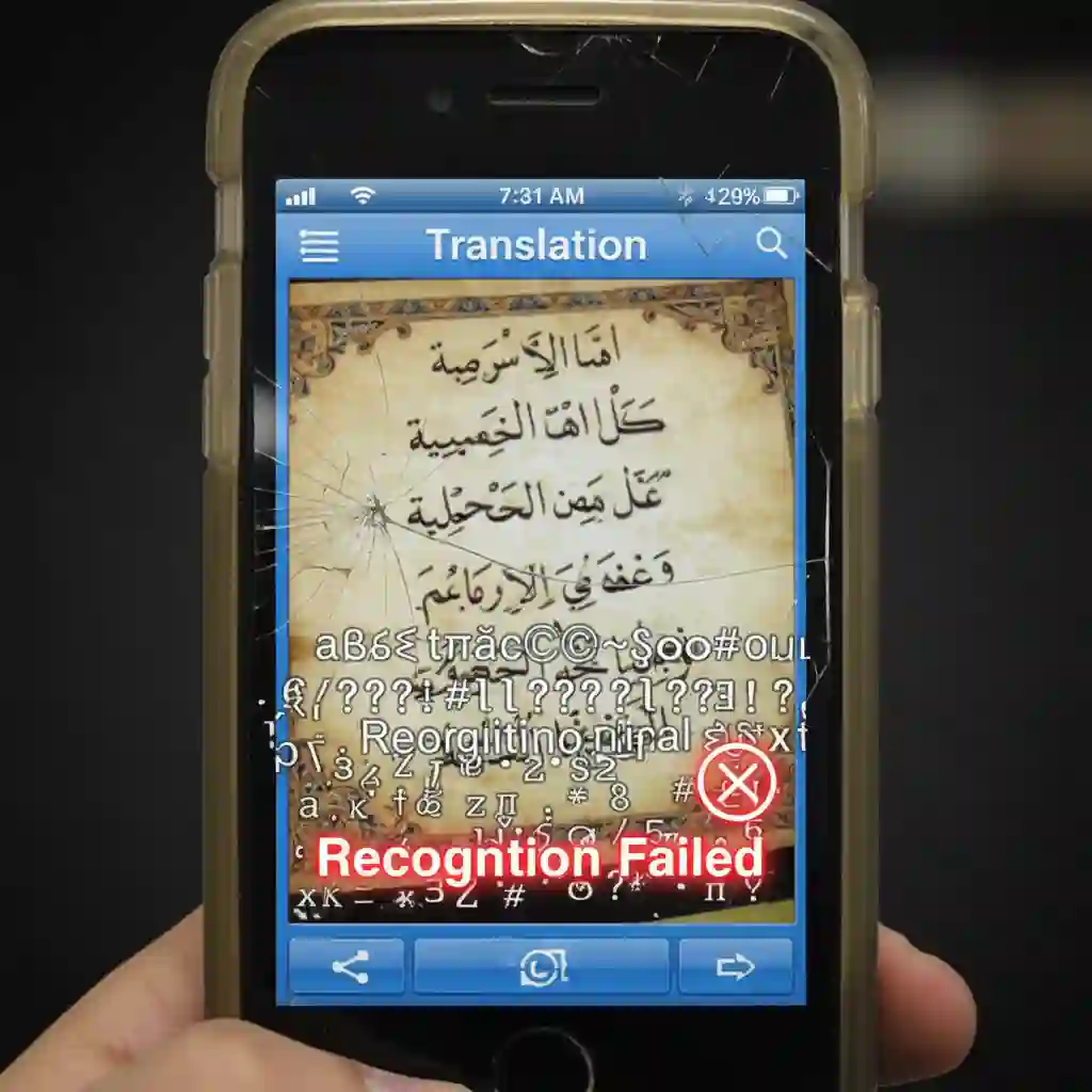 Side-by-side comparison of failed legacy OCR output versus clean AI results, showing segmentation fixes that translate arabic from image reliably, preserving words, spacing, and meaning in challenging menu and signage layouts.