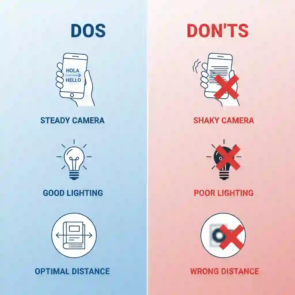 Best practices for yandex translate image AR camera translation, including steady hands, sufficient lighting, and optimal distance, ensuring sharp recognition and accurate overlays in challenging scenes.
