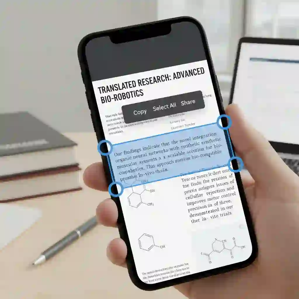 Selecting and copying recognized text from yandex translate image output, demonstrating OCR precision and flexible editing after translation for research, documents, and study workflows.