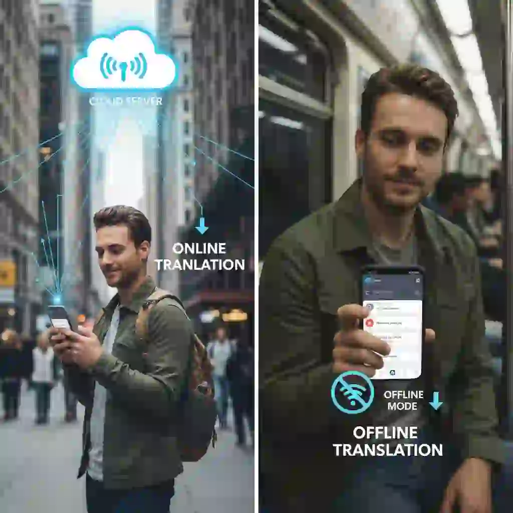 Comparison of online versus offline tools for french to english image translation highlights cloud AI advantages and offline reliability, helping travelers choose based on speed, data, and connectivity.