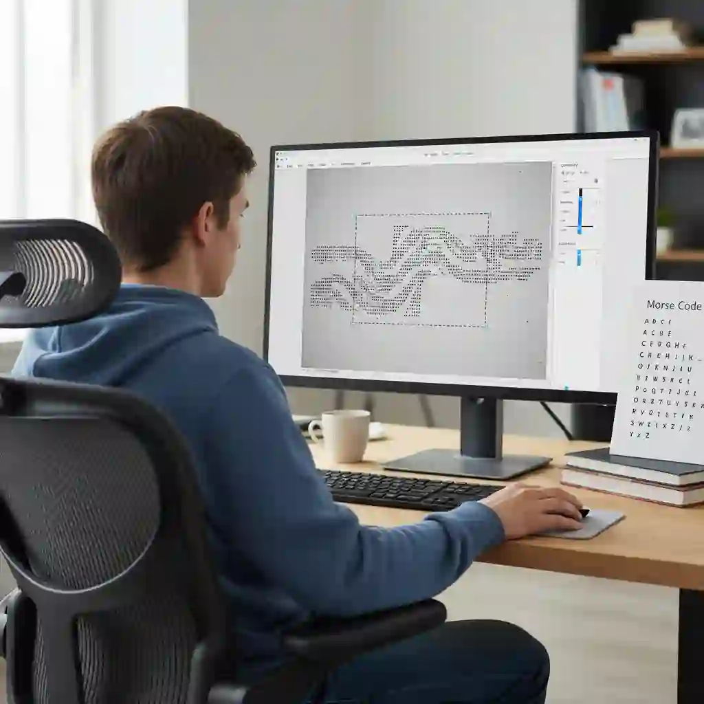 Educational chart of the basic Morse alphabet supporting tests of an image morse code translator, showing standard dot and dash sequences for letters used during decoding evaluation.