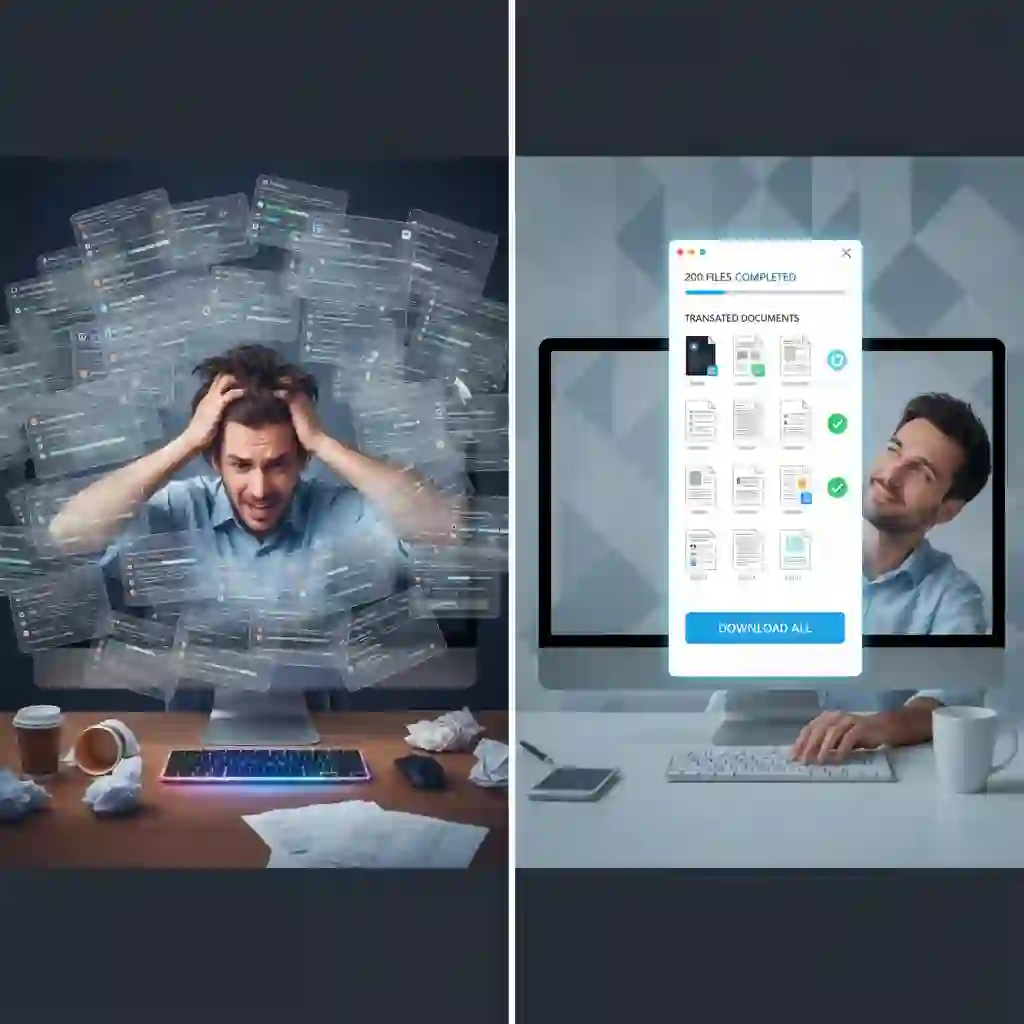 Batch processing capability of an ai translate images platform that uploads multiple files at once, processes them automatically in the background, and outputs formatted translations, dramatically accelerating large localization projects