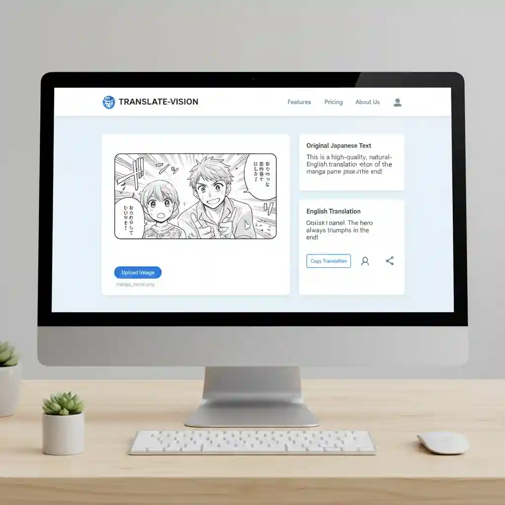 Web interface showing online tools that translate japanese image to english via uploads, enabling high-accuracy OCR, selectable text extraction, and convenient editing for documents, screenshots, or manga dialogue.